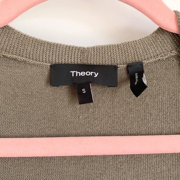 Theory Torina Army Green Long Sleeveless Merino Wool Duster Cardigan Sweater Sm - Picture 6 of 9